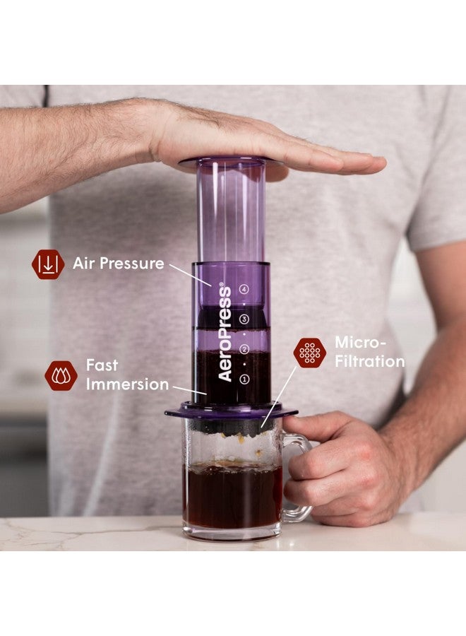 AeroPress Clear Purple Coffee Press - 3 In 1 Brew Method Combines French Press, Espresso, Full Bodied Coffee Without Grit or Bitterness, Small Portable Coffee Maker for Camping & Travel, Purple - Image 2