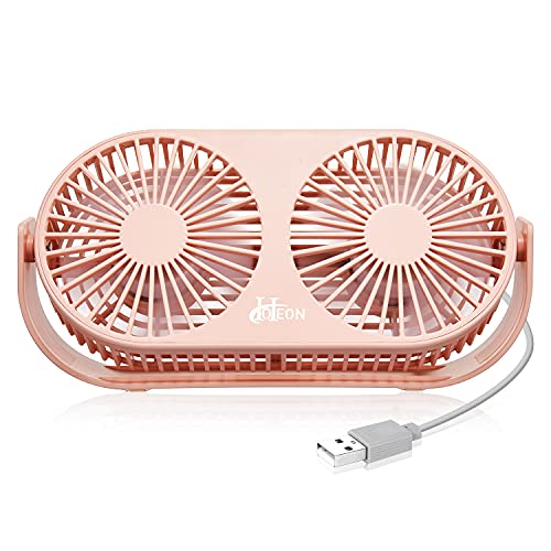 Hoteon Small Table Fan for Home, Portable USB Fan for Office, Double Fan with Dual Modes, 360° Vertical Rotation, 3 Speeds, Strong Wind Desk Fan, Quiet Operation, Gray - Image 1