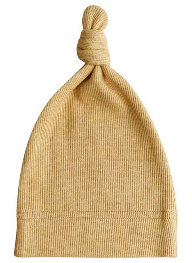 mushie قبعة بيبي مشي مضلعة بلون الخردل الممزوج - Image 1