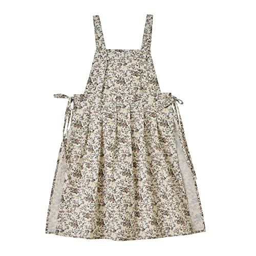 FADUOFA Japanese Cotton Cross Back Apron with Pockets,Fashion Pinafore Dress for Gardening Painting Cleaning Cooking - Image 1