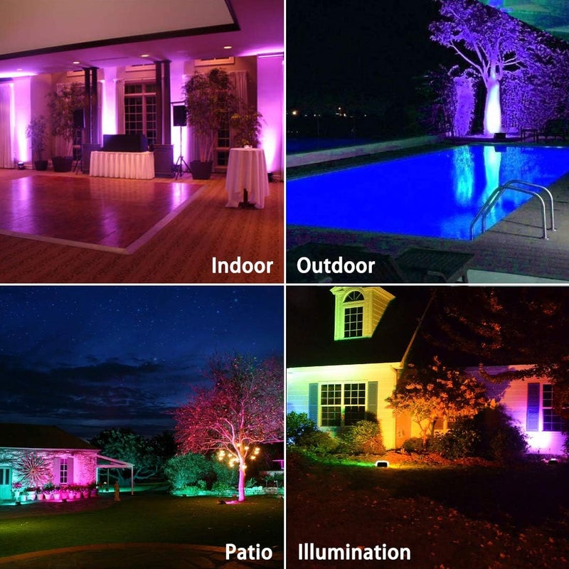 MELPO Led Flood Light Outdoor, 50W RGB Color Changing Landscape Lighting with Remote, Timing - 12 Colors - 4 Modes, IP66 Waterproof, US 3-Plug, (Pack of 2) - Image 2