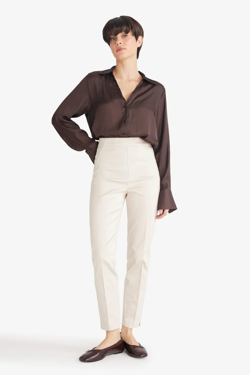 ديفاكتو Cigarette Normal Waist Straight Leg Satin Trousers