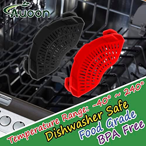 AUOON Clip On Strainer Silicone for All Pots and Pans, Pasta Strainer Clip on Food Strainer for Meat Vegetables Fruit Silicone Kitchen Colander (Gray) - Image 4