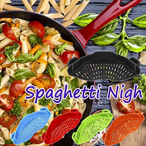 AUOON Clip On Strainer Silicone for All Pots and Pans, Pasta Strainer Clip on Food Strainer for Meat Vegetables Fruit Silicone Kitchen Colander (Gray) - Image 5