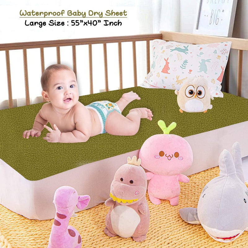 Dream King Waterproof Quick Dry Sheet for Baby| Bed Pad Anti-Piling Fleece Extra Absorbent Washable Matress Protector| Baby Bed Protector - Size Small 50X70 Cm (Golden Green) - Image 2