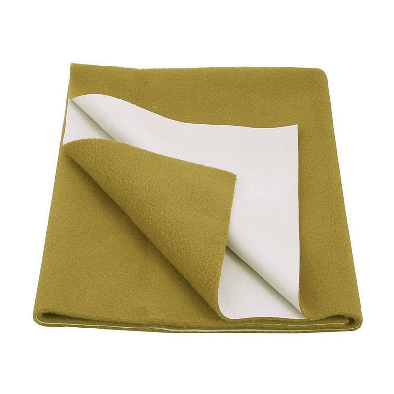 Dream King Waterproof Quick Dry Sheet for Baby| Bed Pad Anti-Piling Fleece Extra Absorbent Washable Matress Protector| Baby Bed Protector - Size Small 50X70 Cm (Golden Green) - Image 1