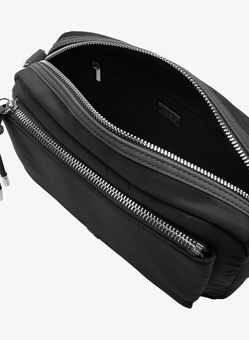 Parfois Black Nylon Crossbody Bag With Exterior Pockets for Women | Best Price UAE