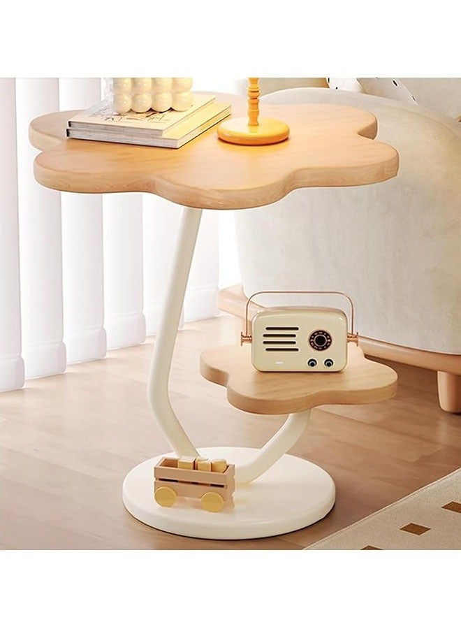 Arabest Modern Minimalist Two-Tier Flower Shape Coffee Table - Perfect for Living Room & Bedroom, Metal Frame Wood Side Table with Safe Rounded Edges - Image 1