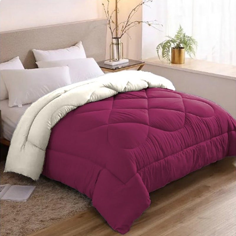 Line Sleep Fiber Winter Quilt - Double Face (Off White *Maroon, 180 * 220cm) - Image 1