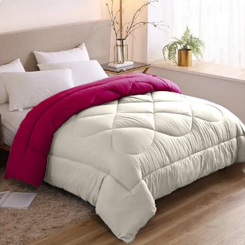 Line Sleep Fiber Winter Quilt - Double Face (Off White *Maroon, 180 * 220cm) - Image 2