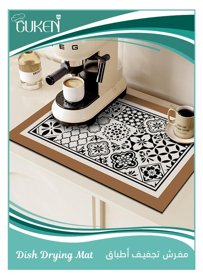 Cuken Coffee Bar Mat, Coffee Maker Mat for Countertops Fit Under Coffee Maker Machine, Dish Drying Mat, Super Absorbent Dish Draining Mat, Scald Proof Mat for Kitchen Style  - Image 1