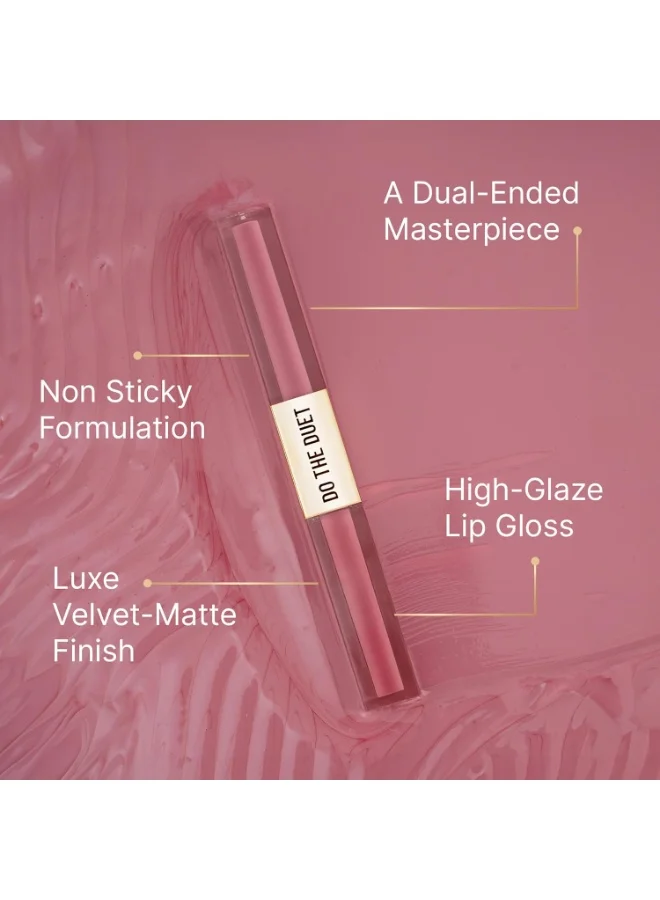 Swiss Beauty Swiss Beauty Select Do The Duet Lipstick | Matte Liquid Lipstick + Tinted Gloss | Infused with Vitamin E and Jojoba Oil | Shade-Amber Nude, 3ml |