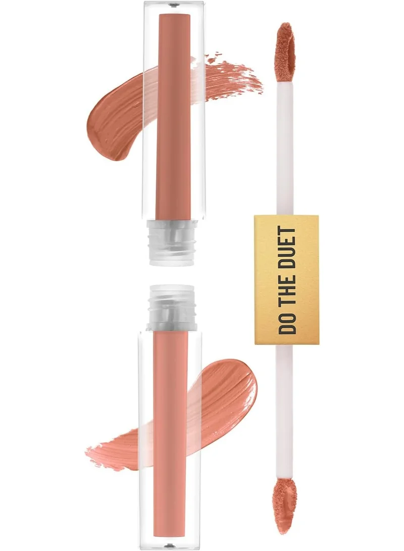 Swiss Beauty Swiss Beauty Select Do The Duet Lipstick | Matte Liquid Lipstick + Tinted Gloss | Infused with Vitamin E and Jojoba Oil | Shade-Amber Nude, 3ml |