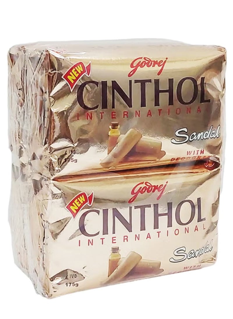 Godrej Bath Soap Sandal With Deodorant Pack of 4 Pieces, 175g For Each 