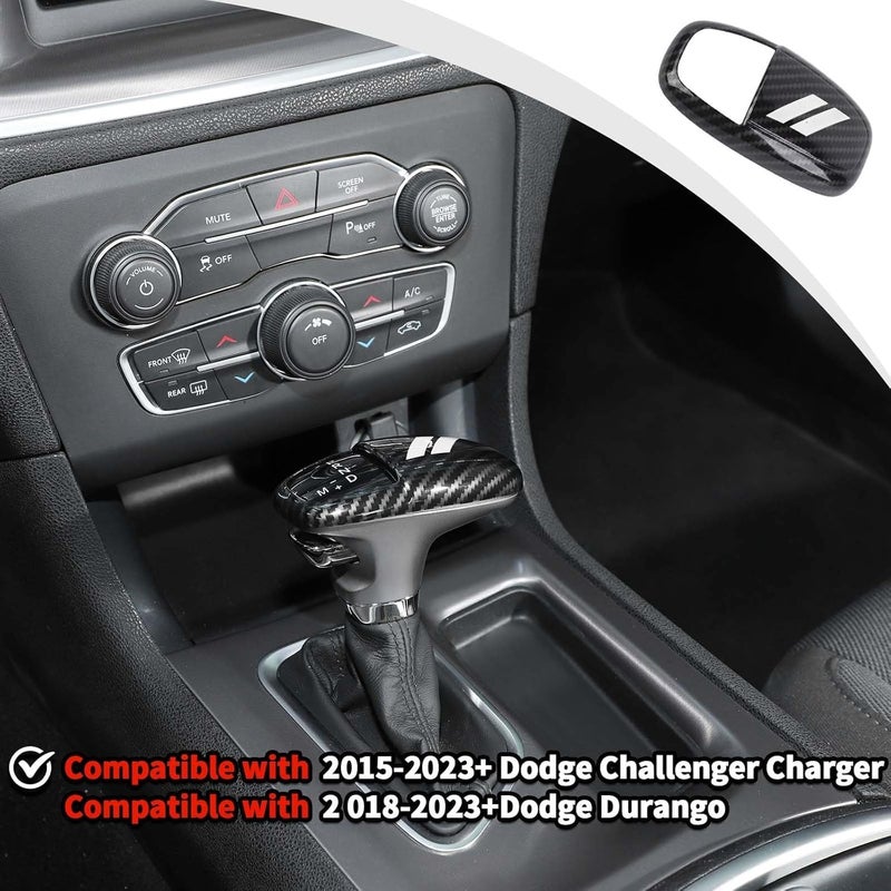 Carbon Fiber Style Gear Shift Knob Cover Trim Fit for Dodge Challenger Charger 2015-2024+ / Durango 2018-2023 Interior Accessories - Image 3