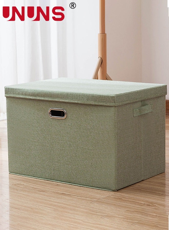 Foldable Storage Bins,81L Linen Fabric Collapsible Storage Organizer Box With Removable Lids And Handles,Washable Storage Containers For Bedroom,Closet,Office,Living Room