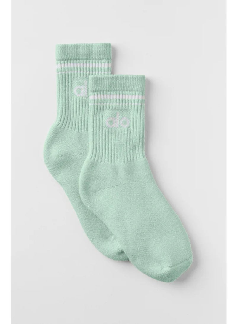 Alo Yoga Alo Yoga Unisex Half-Crew Throwback Sock-Spearmint/White - Image 1