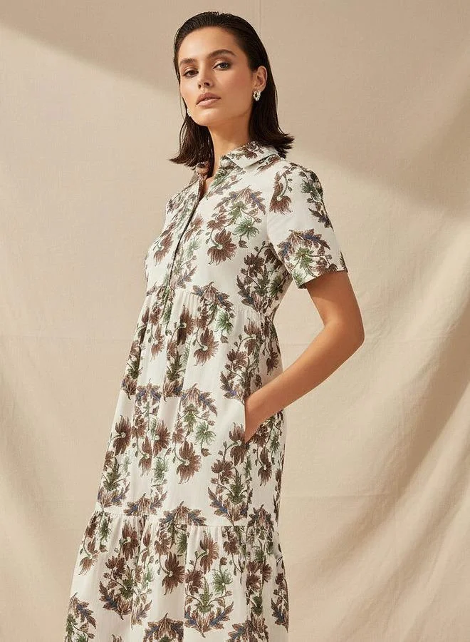 سبلاش فيڤ Floral Print Tiered Women Dress with Pocket