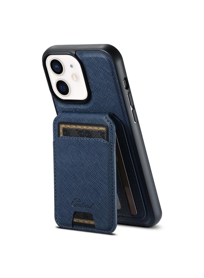 Suteni Case For iPhone 12 H18 Cross Grain MagSafe Wallet Leather Phone Case - Image 1