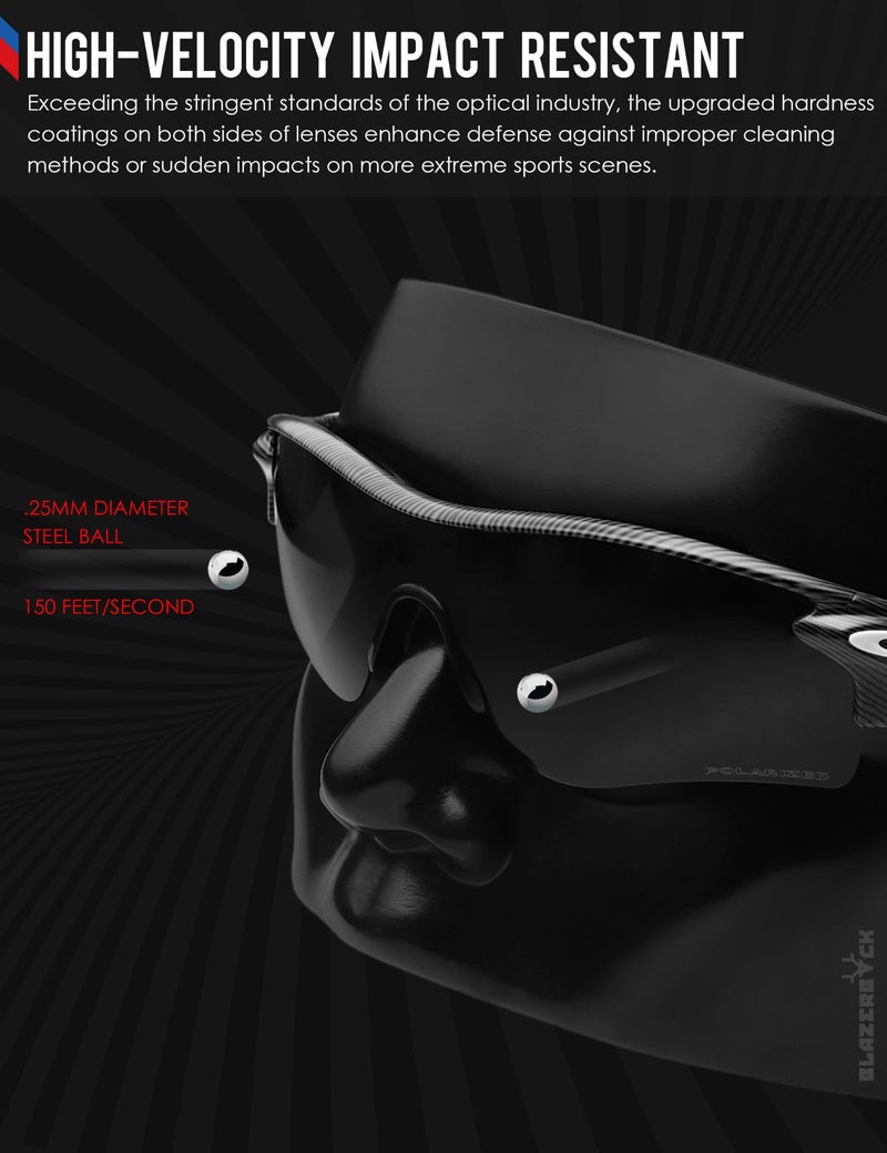 BLAZERBUCK BLAZERBUCK Anti-salt Polarized Replacement Lenses for Oakley Flak 2.0 OO9295 - Black & Silver Chrome  - Image 5