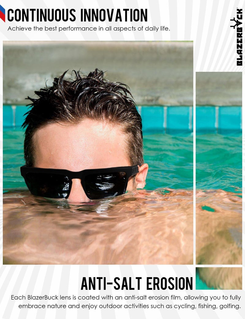 BLAZERBUCK BLAZERBUCK Anti-salt Polarized Replacement Lenses for Oakley Flak 2.0 OO9295 - Black & Silver Chrome  - Image 3