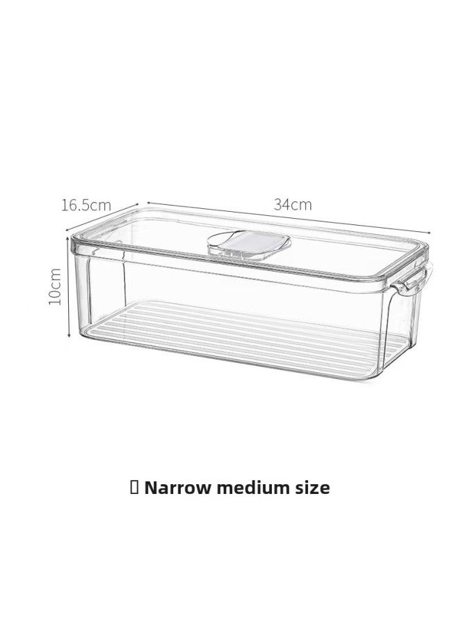 Refrigerator Storage Preservation Box Transparent Household Drain Preservation Box Refrigerator Special Refrigeration Food Grade Storage With Lid-Specifications:Narrow Medium  - Image 1