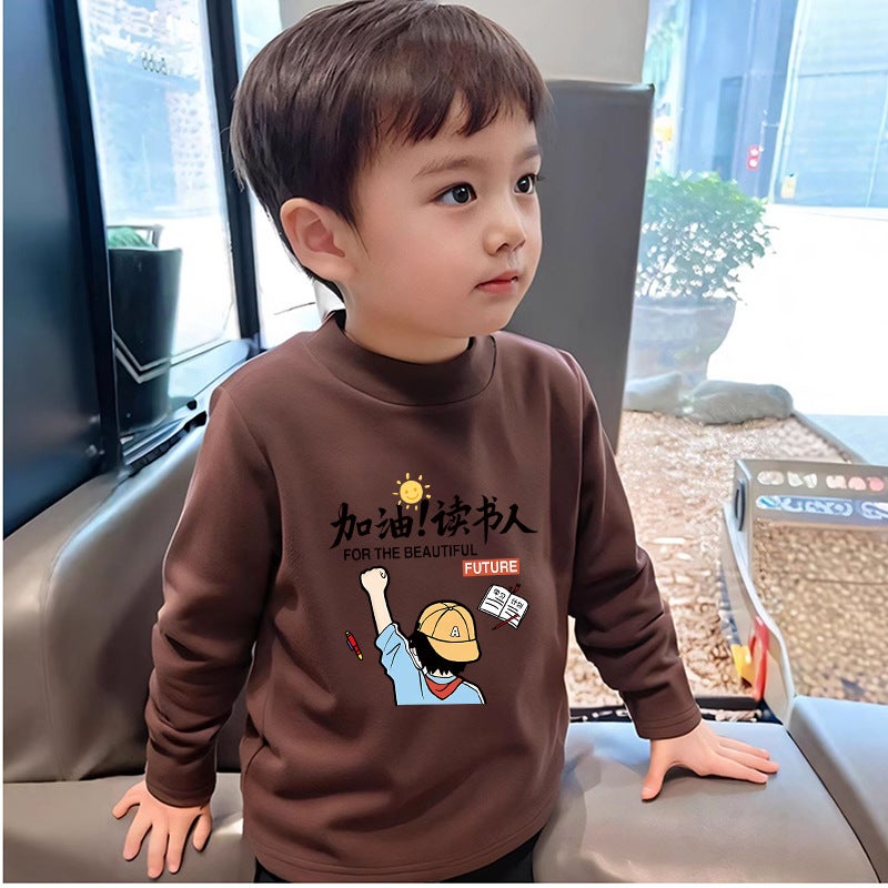 Spring Long-Sleeved T-Shirt For Middle And Big Boys And Girls De Rong Thin Top Long-Sleeved T-Shirt Children'S Base Shirt Trendy - Image 1