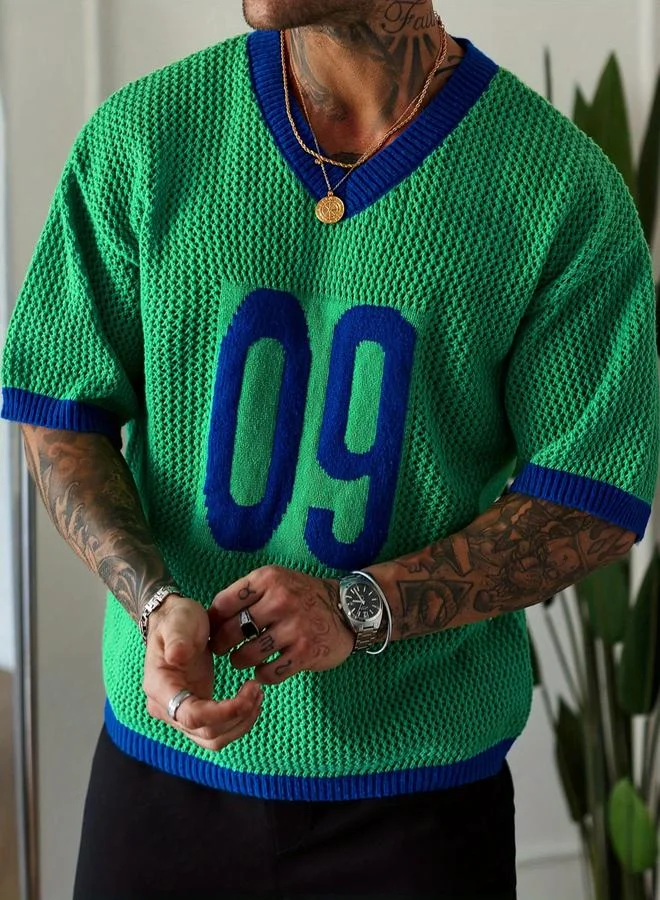 تايك تو تيشيرت محبوك بارز الملمس أخضر