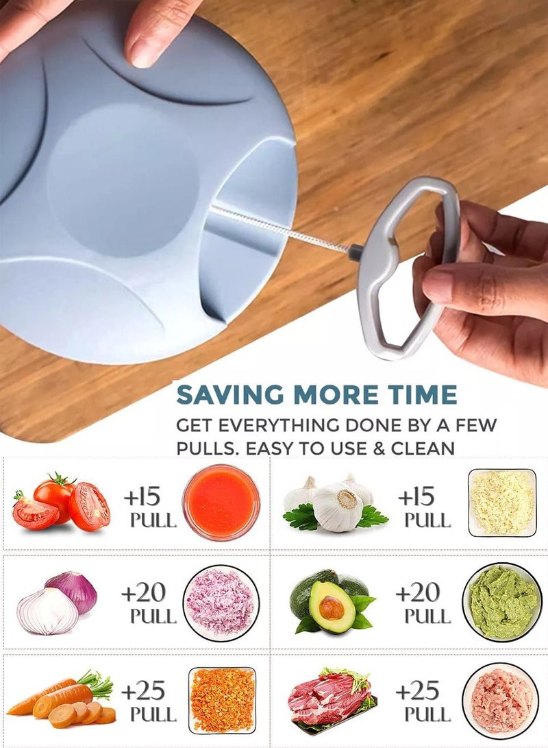 Eotia Multi-Functional Chopper and Vegetable Cutter - 900ml Pull Rope Manual Food Chopper for Cutting and Slicing Vegetables and Fruits, For Mashing and Mincing Nuts, Herbs, Garlic, Ginger, Meat & More - Image 2