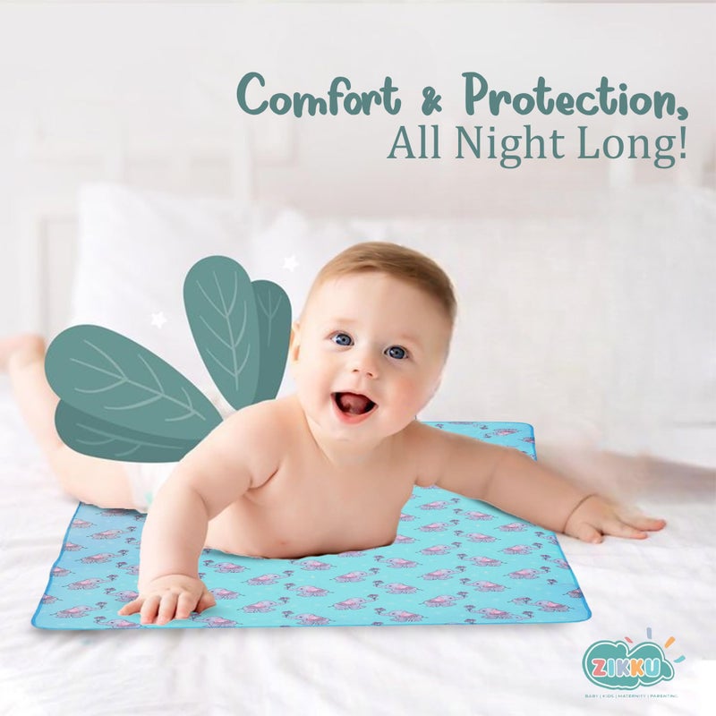 AHC Zikku Printed Dry Sheets for Newborn Baby Small Size Soft |Comfortable |Extra Absorbency|Fast Dry (50x70 cm, Blue, Elephant Print) - Image 4