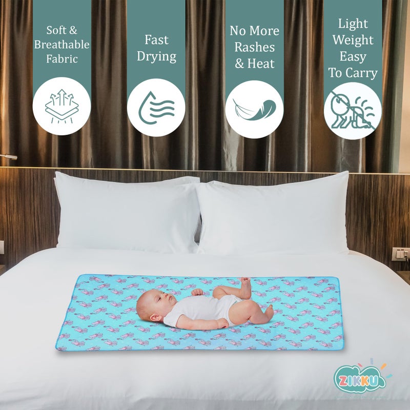 AHC Zikku Printed Dry Sheets for Newborn Baby Small Size Soft |Comfortable |Extra Absorbency|Fast Dry (50x70 cm, Blue, Elephant Print) - Image 3