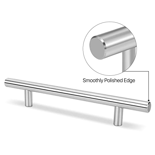 Flexzion 1 Pack Kitchen Cabinet Handles Silver Drawer Pulls 8 inch, 5 inch Hole Center, Stainless Steel T Bar with Satin Brushed Nickel, Hardware for Kitchen Cupboard Door Bathroom Furniture - Image 2