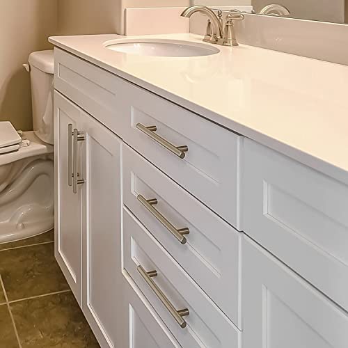 Flexzion 1 Pack Kitchen Cabinet Handles Silver Drawer Pulls 8 inch, 5 inch Hole Center, Stainless Steel T Bar with Satin Brushed Nickel, Hardware for Kitchen Cupboard Door Bathroom Furniture - Image 5