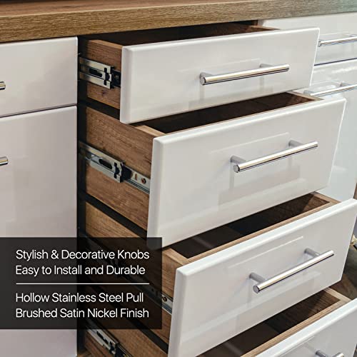 Flexzion 1 Pack Kitchen Cabinet Handles Silver Drawer Pulls 8 inch, 5 inch Hole Center, Stainless Steel T Bar with Satin Brushed Nickel, Hardware for Kitchen Cupboard Door Bathroom Furniture - Image 4