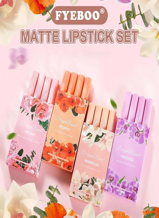 FYEBOO 4 Colors Tube Lipstick Set, Mate Velvet Lipstick Moisturizer & Smooth, Red Lip Stain Long Lasting 24 Hours Waterproof Lip Tinet (Set B) - Image 5