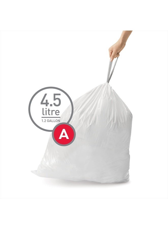 simplehuman أكياس قمامة بسحب الشد مخصصة بحجم كود A في عبوات موزعة، 150 قطعة، 4.5 لتر / 1.2 جالون، أبيض - Image 2