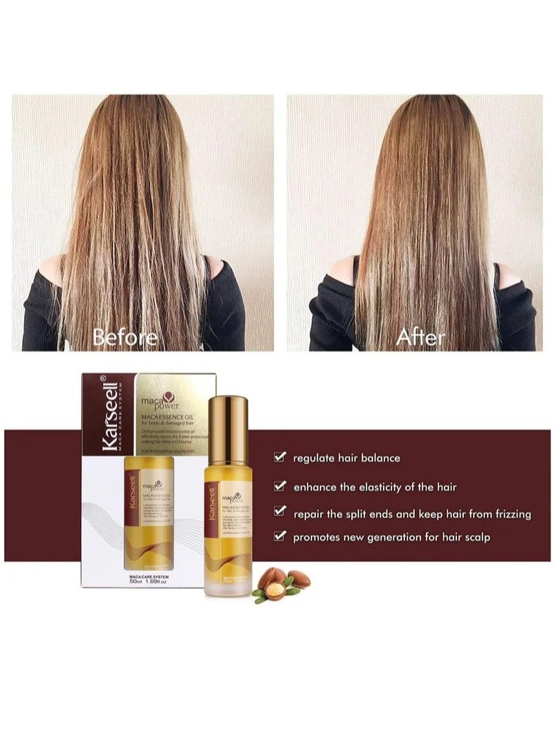 كارسيل سيروم الشعر بزيت الأرغان المغربي من كارسيل - معصور على البارد، خفيف الوزن وغير دهني، يُصلح الشعر الجاف والتالف، يُسيطر على التجعد ويُضفي عليه لمعانًا، 50 مل - Image 5