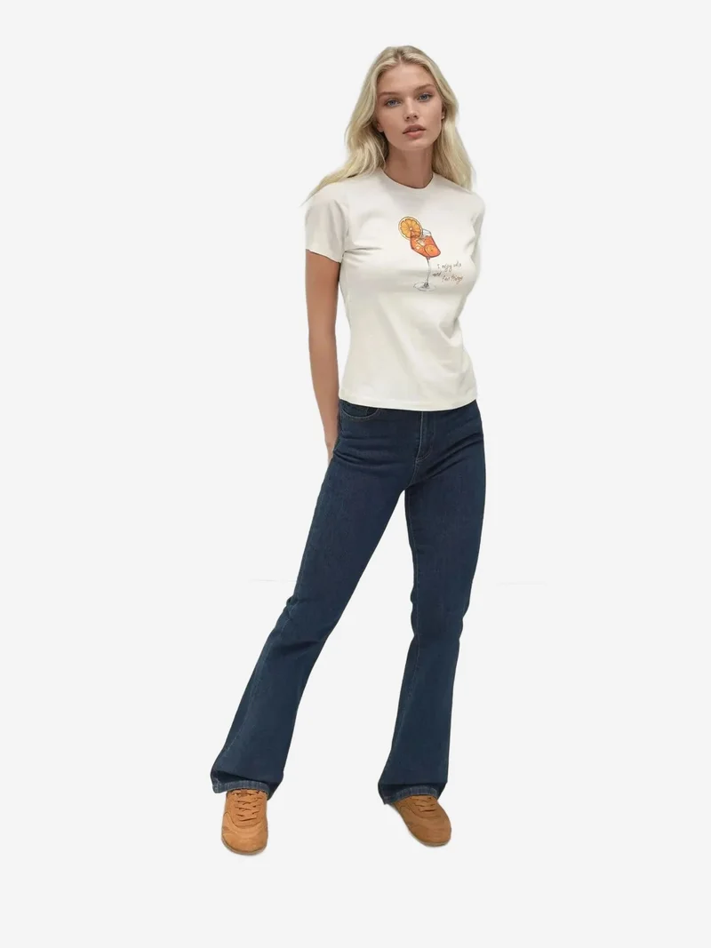 Hiccup Orange Crew Neck Printed Baby Tee for Women | Best Price UAE