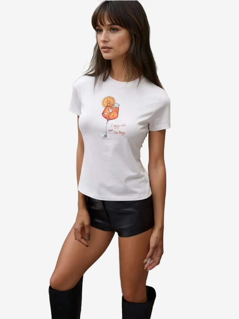 Hiccup Orange Crew Neck Printed Baby Tee for Women | Best Price UAE