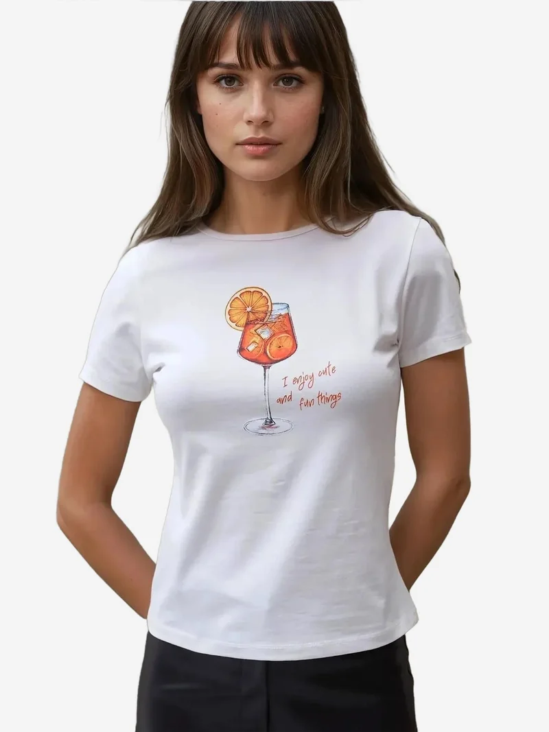 Hiccup Orange Crew Neck Printed Baby Tee for Women | Best Price UAE