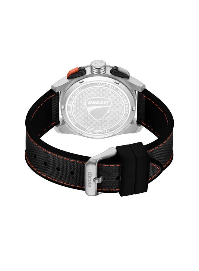 Ducati DT012 Black Dial Black Silicone-Nylon Strap Chronograph Watch for Men - 42mm - Image 3