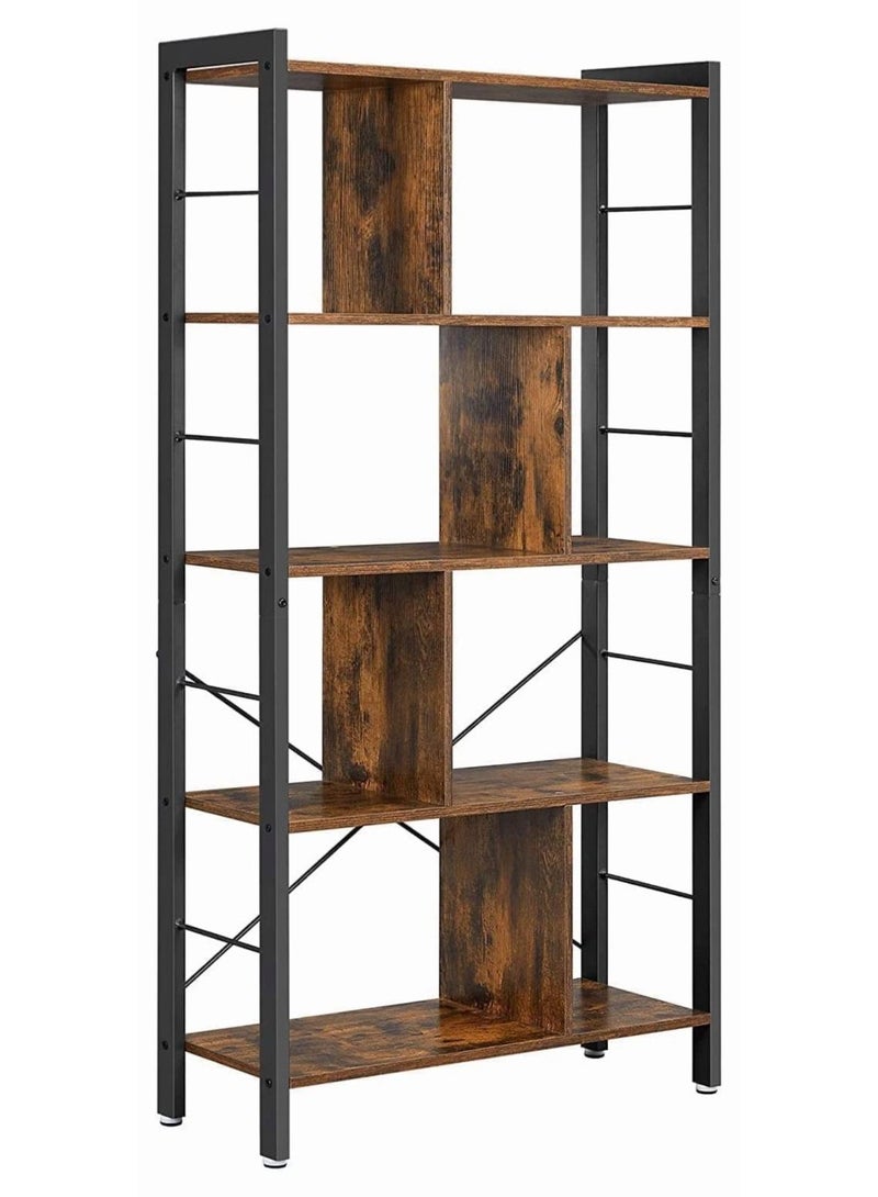Chulovs Bookshelf, Living Room Bookcase, Large 4-Tier Storage Shelf, storage rack for Office Study, Industrial Style, Easy Assembly, Steel Frame, Wooden Shelving Display Storage Unit Office Living Room Furniture - Image 1
