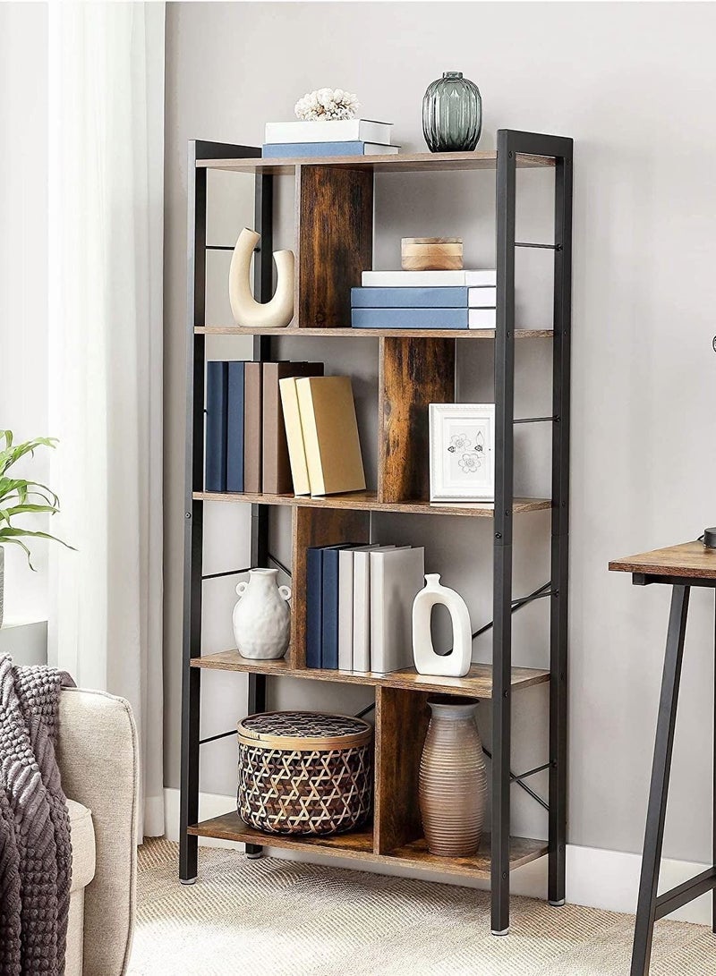 Chulovs Bookshelf, Living Room Bookcase, Large 4-Tier Storage Shelf, storage rack for Office Study, Industrial Style, Easy Assembly, Steel Frame, Wooden Shelving Display Storage Unit Office Living Room Furniture  - Image 2