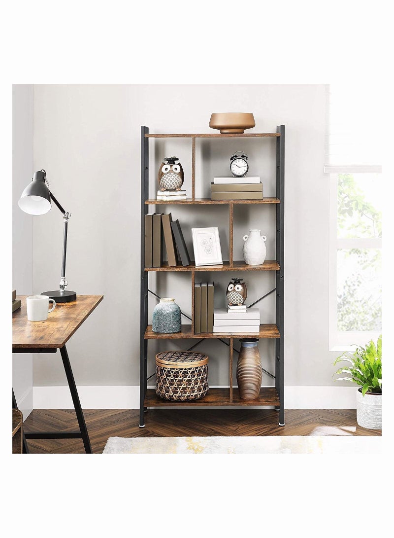 Chulovs Bookshelf, Living Room Bookcase, Large 4-Tier Storage Shelf, storage rack for Office Study, Industrial Style, Easy Assembly, Steel Frame, Wooden Shelving Display Storage Unit Office Living Room Furniture  - Image 4