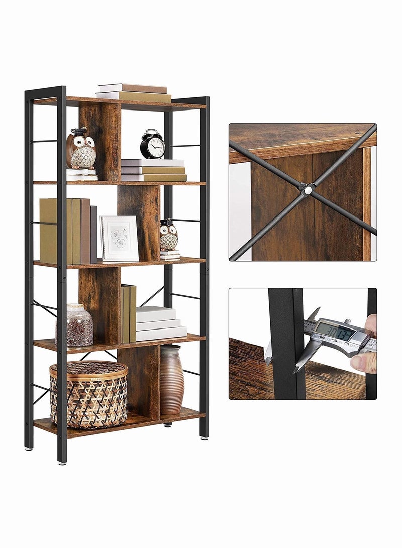 Chulovs Bookshelf, Living Room Bookcase, Large 4-Tier Storage Shelf, storage rack for Office Study, Industrial Style, Easy Assembly, Steel Frame, Wooden Shelving Display Storage Unit Office Living Room Furniture  - Image 5