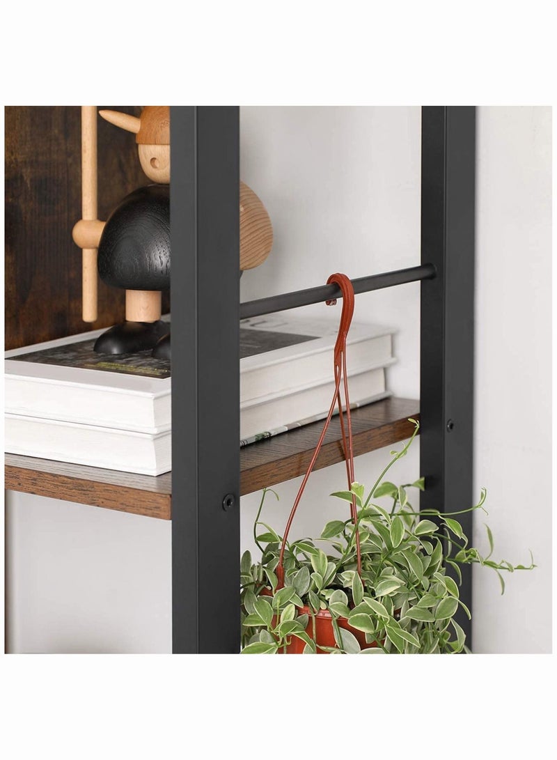 تشولوفز رف كتب، خزانة كتب لغرفة المعيشة، رف تخزين كبير مكون من 4 طبقات، رف تخزين للدراسة المكتبية، طراز صناعي، تجميع سهل، إطار فولاذي، وحدة تخزين عرض رفوف خشبية لأثاث غرفة المعيشة المكتبية - Image 5