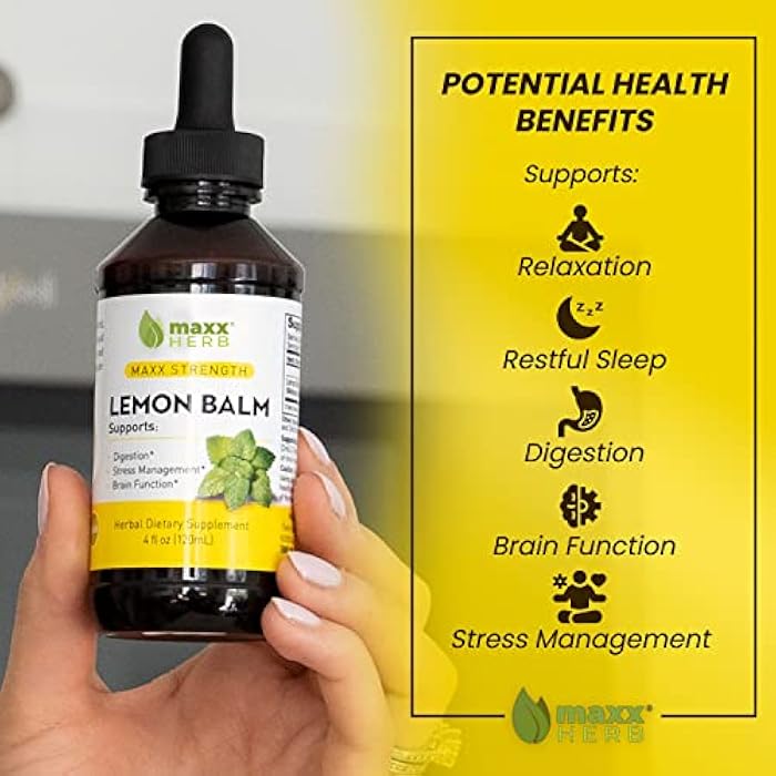Maxx Herb Lemon Balm Extract - Max Strength Liquid Tincture Absorbs Better Than Capsules or Tea, for Nervous System Support, & Stress Management - Alcohol Free - 4 Oz Bottle (60 Servings) - Image 3