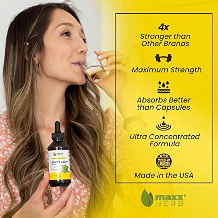 Maxx Herb Lemon Balm Extract - Max Strength Liquid Tincture Absorbs Better Than Capsules or Tea, for Nervous System Support, & Stress Management - Alcohol Free - 4 Oz Bottle (60 Servings) - Image 2