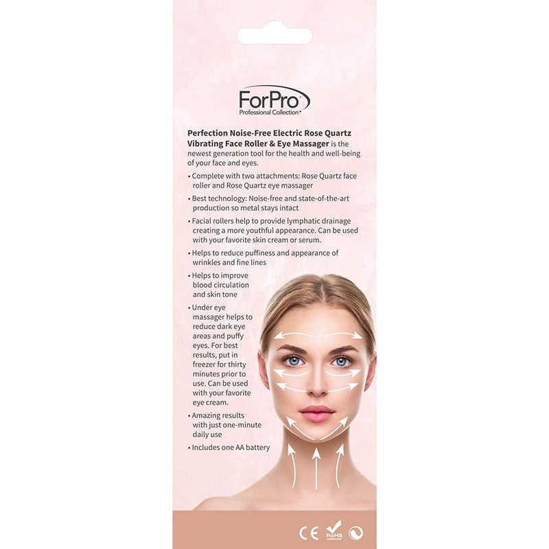ForPro Professional Collection مجموعة فور برو الاحترافية جهاز تدليك الوجه والعين الكهربائي، 2 في 1 أداة العناية بالبشرة المهتزة، كوارتز الورد - Image 4