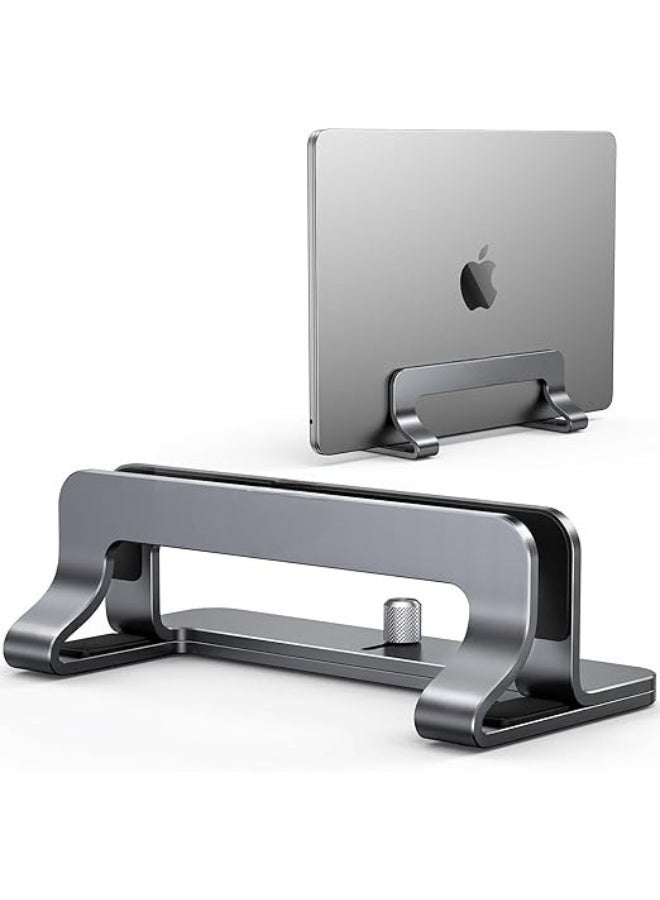Adjustable Vertical Laptop Stand – Dual Slot Aluminum Desktop Holder – Space-Saving & Anti-Slip Dock for Laptops and Tablets - Image 1